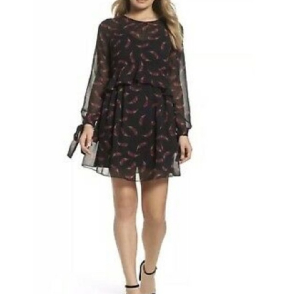 Feather print dress